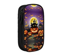 DRTGEDS Happy-Halloween-Day-Trick-or-Treat - Estuche para lápices estético, estuche para lápices de colores con cremallera, almacenamiento de papelería Kawaii, Black, Talla única, Deportivo