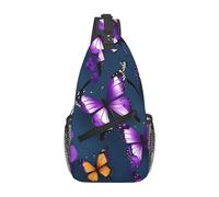 DRTGEDS Hermosa mochila de mariposa púrpura para hombres, bolsa cruzada en diagonal, bolsa de hombro para viajes al aire libre bolsa de bicicleta, Negro, One Size, Bolso cruzado diagonal