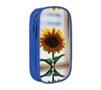 DRTGEDS Hermoso estuche para lápices con diseño de girasoles, estuche estético para bolígrafos, estuche de colores con cremallera, almacenamiento de papelería Kawaii, Blue, Talla única, Deportivo