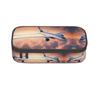 DRTGEDS Hermoso estuche para lápices White Swans On The Lake con múltiples ranuras, bolsa portátil para lápices, estuche de colores para oficina, Hermoso avión del cielo, Talla única, Deportivo