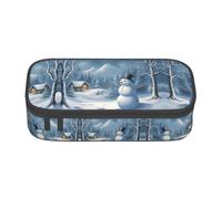 DRTGEDS Hermoso estuche para lápices White Swans On The Lake con múltiples ranuras, bolsa portátil para lápices, estuche de colores para oficina, Muñeco de nieve de invierno 2, Talla única, Deportivo