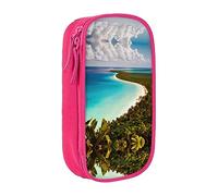 DRTGEDS Island Of Cuba - Estuche para lápices, estuche estético para bolígrafos, estuche de colores con cremallera, almacenamiento de artículos de papelería Kawaii, Pink, Talla única, Deportivo