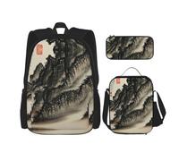 DRTGEDS Island Of Cuba - Mochila 3 en 1, mochila casual con fiambrera, bolsa para lápices, resistente al agua, Pintura china, Talla única, Mochilas Daypack
