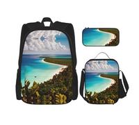 DRTGEDS Island Of Cuba - Mochila 3 en 1, mochila casual con fiambrera, bolsa para lápices, resistente al agua, Isla de Cuba, Talla única, Mochilas Daypack