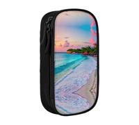DRTGEDS Jamaica Beach - Bonito estuche para lápices, estuche estético para bolígrafos, estuche de colores con cremallera, almacenamiento de artículos de papelería Kawaii, Black, Talla única, Deportivo