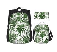 DRTGEDS Juego de 3 mochilas, hierbas florecientes y plantas herbáceas impresas con bolsa de almuerzo y bolsa para lápices