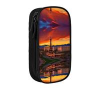DRTGEDS Las Vegas Sunset - Estuche para lápices estético, estuche para lápices de colores con cremallera, almacenamiento de papelería Kawaii, Black, Talla única, Deportivo