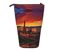 DRTGEDS Las Vegas Sunset Pieces - Portalápices telescópico, organizador de lápices telescópico, bolsa de maquillaje, Black, Talla única, Estampados de moda