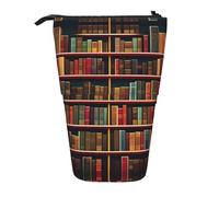 DRTGEDS Library Bookshelf - Estuche desplegable para lápices y cosméticos, organizador de maquillaje, color negro, talla única, impresiones de moda, Black, Talla única, Estampados de moda