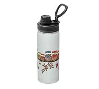 DRTGEDS Lindos búhos de Navidad en rama de 18 onzas, botellas de agua aisladas de acero inoxidable para viajes, deportes, gimnasio