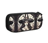 DRTGEDS Magic Witch Witchcraft - Estuche bohemio de gran capacidad para lápices, estuche de papelería para oficina, Black, Talla única, Deportivo