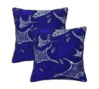DRTGEDS Manta Ray and Fish - Juego de fundas de cojín cuadradas para sofá, dormitorio, sofá, silla, 18 x 18 pulgadas