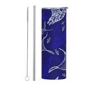 DRTGEDS Manta Ray And Fish - Taza de viaje, vaso aislado de acero inoxidable con tapa y pajita, regalos para mujer y hombre