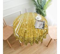 DRTGEDS Mantel redondo dorado brillante, protector de mesa arrugado de 60 x 60 pulgadas, para exteriores y cocina, comedor