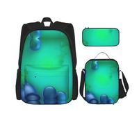 DRTGEDS Mochila 3 en 1 con diseño de pulpo azul y morado, mochila casual con fiambrera, bolsa para lápices, resistente al agua, Azul Teal, Talla única, Mochilas Daypack