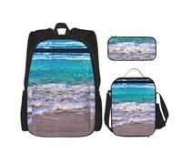 DRTGEDS Mochila bohemia de arte popular mexicano con fiambrera, juego 3 en 1 con estuche para lápices, mochila de gran capacidad con correa para el pecho, White Beach Tropical Sea, Talla única,
