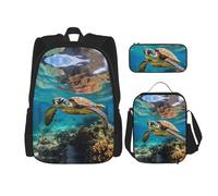 DRTGEDS Mochila con lonchera 3 en 1 con estuche para lápices, mochila de gran capacidad con correa para el pecho, Lord Howe Island Sea Turtle2, Talla única, Mochilas de día