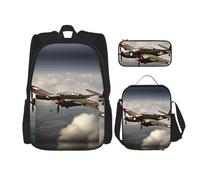 DRTGEDS Mochila de fútbol americano con fiambrera, juego 3 en 1 con estuche para lápices, mochila de gran capacidad con correa para el pecho, Segunda Guerra Mundial, Talla única, Mochilas daypack