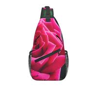 DRTGEDS Mochila de honda de flores rosas, bolsa de pecho cruzada para hombres, bolsa de hombro para viajes al aire libre bolsa de bicicleta, Negro, One Size, Bolso cruzado diagonal