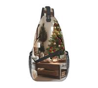 DRTGEDS Mochila de Navidad de Granja para Hombres, Bolso Cruzado en Diagonal, Bolsa de Hombro de Viaje al Aire Libre Bolsa de Bicicleta, Negro, One Size, Bolso cruzado diagonal