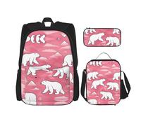 DRTGEDS Mochila de Papá Noel de Navidad con fiambrera, juego 3 en 1 con estuche para lápices, mochila de gran capacidad con correa para el pecho, Polar Bear Pink2, Talla única, Mochilas de día