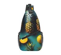 DRTGEDS Mochila de piña de fruta tropical para hombres, bolsa cruzada en diagonal, bolsa de hombro para viajes al aire libre bolsa de bicicleta, Negro, One Size, Bolso cruzado diagonal