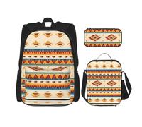 DRTGEDS Mochila Happy Camper con fiambrera, juego 3 en 1 con estuche para lápices, mochila de gran capacidad con correa para el pecho, Estampado nativo americano, Talla única, Mochilas de día