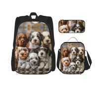 DRTGEDS Mochila náutica de mapa de brújula con fiambrera, juego 3 en 1 con estuche para lápices, mochila de gran capacidad con correa para el pecho, Perro cachorros, Talla única, Mochilas daypack