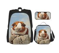 DRTGEDS Mochila náutica de mapa de brújula con fiambrera, juego 3 en 1 con estuche para lápices, mochila de gran capacidad con correa para el pecho, Cerdo de Guinea, Talla única, Mochilas daypack