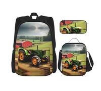 DRTGEDS Mochila Tropical Beach Palms con fiambrera, juego 3 en 1 con estuche para lápices, mochila de gran capacidad con correa para el pecho, Patrón de granja de tractores, Talla única, Mochilas de