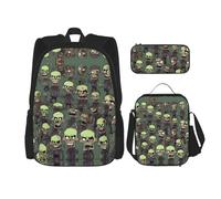 DRTGEDS Monarch Butterflies - Mochila con fiambrera, juego 3 en 1 con estuche para lápices, mochila de gran capacidad con correa para el pecho, Muchos zombies, Talla única, Mochilas daypack