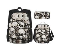 DRTGEDS Monarch Butterflies - Mochila con fiambrera, juego 3 en 1 con estuche para lápices, mochila de gran capacidad con correa para el pecho, Cráneo mexicano, Talla única, Mochilas de día