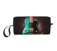 DRTGEDS Music Green - Bolsa pequeña con cremallera para guitarra, mini estuche de transporte de maquillaje de viaje, bolsa de cosméticos, electrónica portátil, guitarra verde música, talla única,