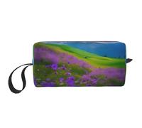 DRTGEDS Nature Purple Flowers Meadow Mountain Scenic - Bolsas de cosméticos para mujer, bolsa de maquillaje pequeña para bolso, bolsa de maquillaje de viaje con cremallera, Nature Purple Flowers