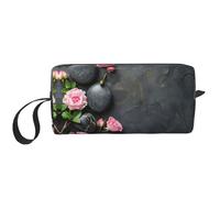 DRTGEDS Neceser de spa con piedras y rosas para hombres, bolsa organizadora de artículos de aseo portátil, bolsa de afeitado, bolsa pequeña, blanco, talla única, blanco, talla única, White, Talla