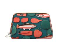 DRTGEDS Neceser de viaje con patrón de salmón, bolsa de maquillaje para bolso, bolsa de maquillaje de viaje, mini bolsa de cosméticos para mujer, color blanco, talla única, White, Talla única