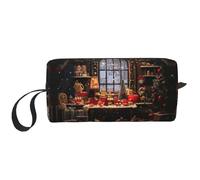 DRTGEDS Neceser portátil para hombre, con texto en inglés "Merry Christmas", bolsa organizadora de artículos de aseo personal, bolsa pequeña, color blanco, talla única, White, Talla única