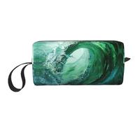DRTGEDS Ocean Green Wave - Neceser para hombre, portátil, organizador de artículos de aseo personal, bolsa de afeitado, bolsa pequeña, color blanco, talla única, White, Talla única
