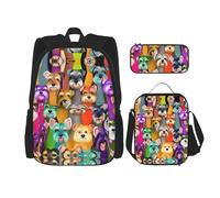 DRTGEDS Owls On Tree Branches - Mochila con fiambrera, juego 3 en 1 con estuche para lápices, mochila de gran capacidad con correa para el pecho, Oil Cute Schnauzer Dogs, Talla única, Mochilas de día