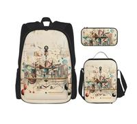 DRTGEDS Planet Space - Mochila con fiambrera 3 en 1 con estuche para lápices, mochila de gran capacidad con correa para el pecho, Physics Print3, Talla única, Mochilas daypack