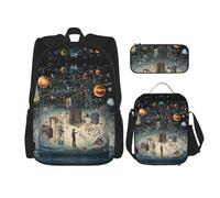 DRTGEDS Planet Space - Mochila con fiambrera 3 en 1 con estuche para lápices, mochila de gran capacidad con correa para el pecho, Physics Print2, Talla única, Mochilas daypack
