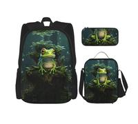 DRTGEDS Planet Space - Mochila con sistema solar con fiambrera, juego 3 en 1 con estuche para lápices, mochila de gran capacidad con correa para el pecho, Árbol de rana de la paz, Talla única,