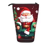 DRTGEDS Portalápices telescópico con diseño de Papá Noel, organizador telescópico para lápices, bolsa de maquillaje, Black, Talla única, Estampados de moda