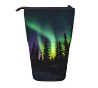 DRTGEDS Portalápices telescópico con estampado de luces boreales oscuras, organizador de lápices telescópico, bolsa de cosméticos y bolsa de maquillaje, Black, Talla única, Estampados de moda