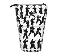 DRTGEDS Silhouettes Of Martial Arts - Estuche desplegable para lápices y cosméticos, organizador de maquillaje telescópico, Black, Talla única, Estampados de moda