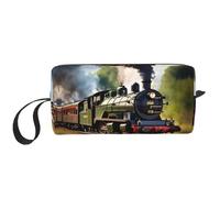 DRTGEDS Steam Little Train - Neceser portátil para hombre, organizador de artículos de aseo personal, bolsa de afeitado, bolsa pequeña, color blanco, talla única, White, Talla única