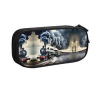 DRTGEDS Steam Train - Estuche para lápices de gran capacidad, diseño de nubes, bolsa de papelería para oficina, Black, Talla única, Deportivo
