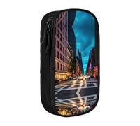 DRTGEDS Streets Of New York City - Estuche para lápices estético, estuche para lápices de colores con cremallera, almacenamiento de artículos de papelería Kawaii, Black, Talla única, Deportivo
