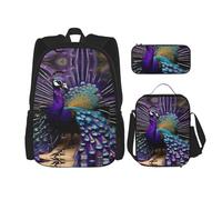 DRTGEDS Streets Of New York City - Mochila 3 en 1 con lonchera y bolsa para lápices, resistente al agua, Pavo real morado, Talla única, Mochilas daypack