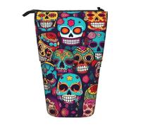 DRTGEDS Sugar Skulls Pieces - Portalápices telescópico, organizador de lápices telescópico, bolsa de maquillaje, Black, Talla única, Estampados de moda